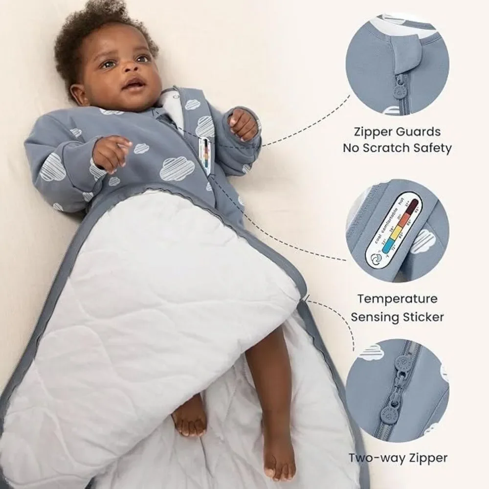 Kaiya Baby Camel Wool Sleep Sack 2.5TOG Long Sleeve 0-6Mnths Unisex Blue Sky New